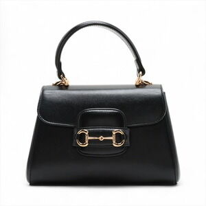 Gucci Horsebit Leather Handbag Black